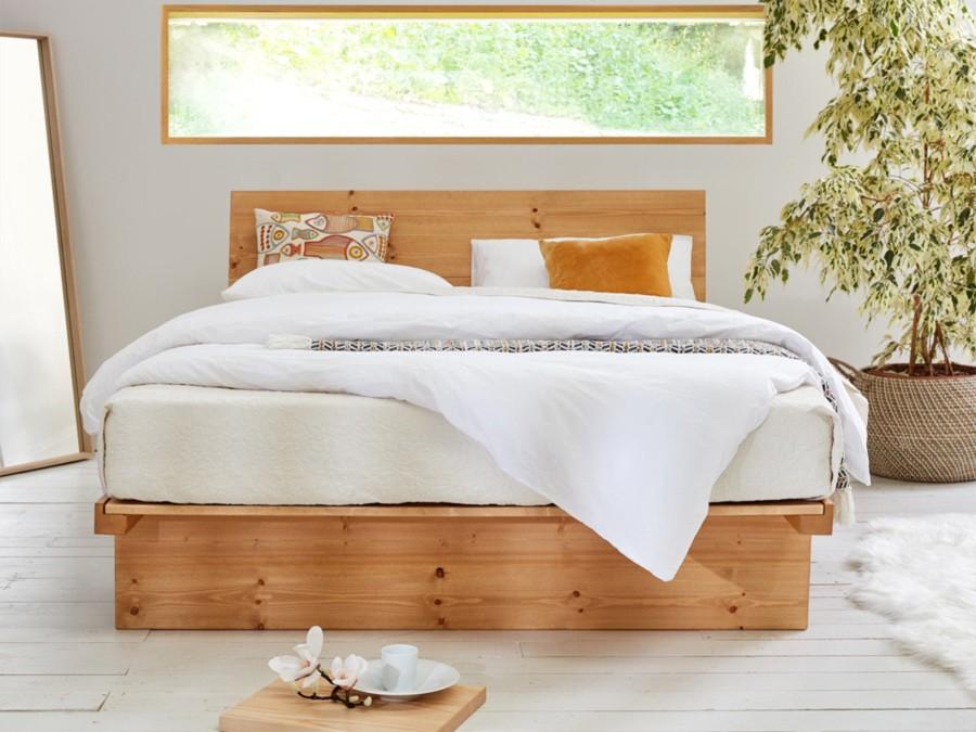 solid wood japanesse storage bed front view