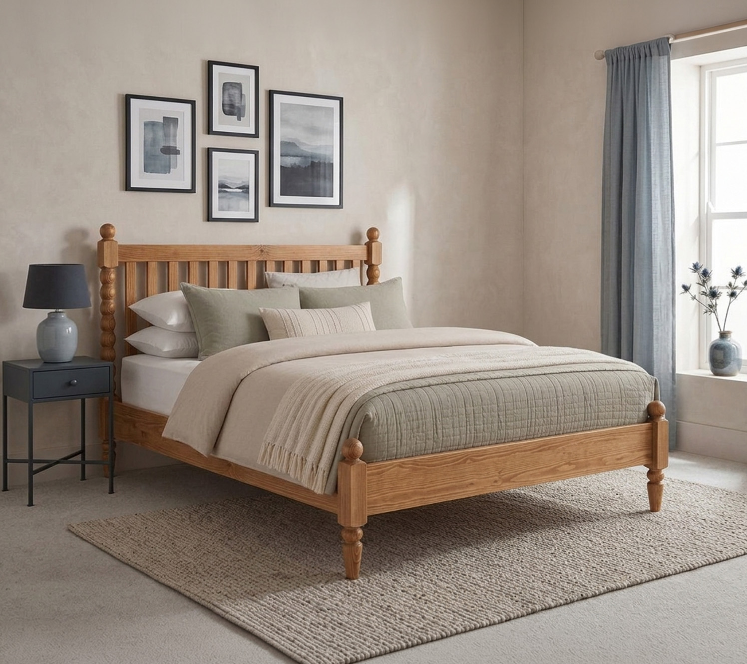 Accessoires für blau-graue Schlafzimmer