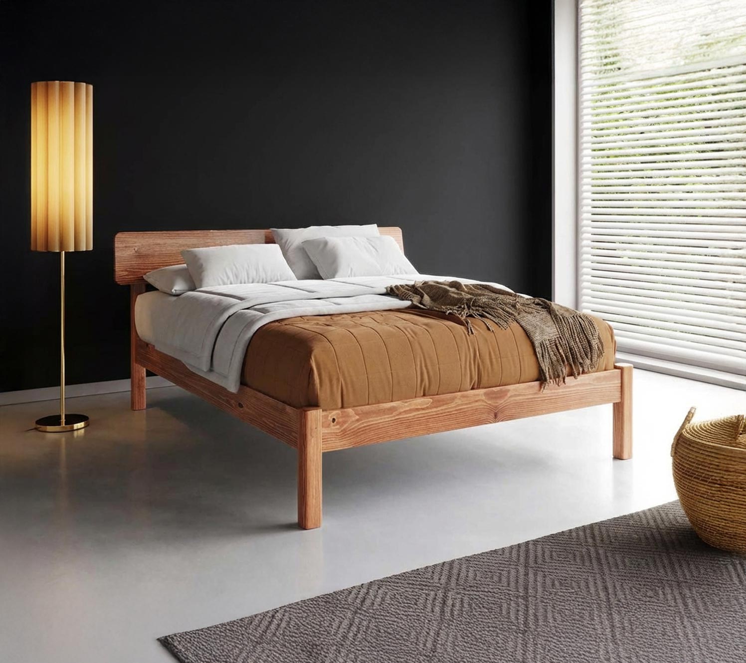 Schwarze Wände im gold-schwarzen Schlafzimmer