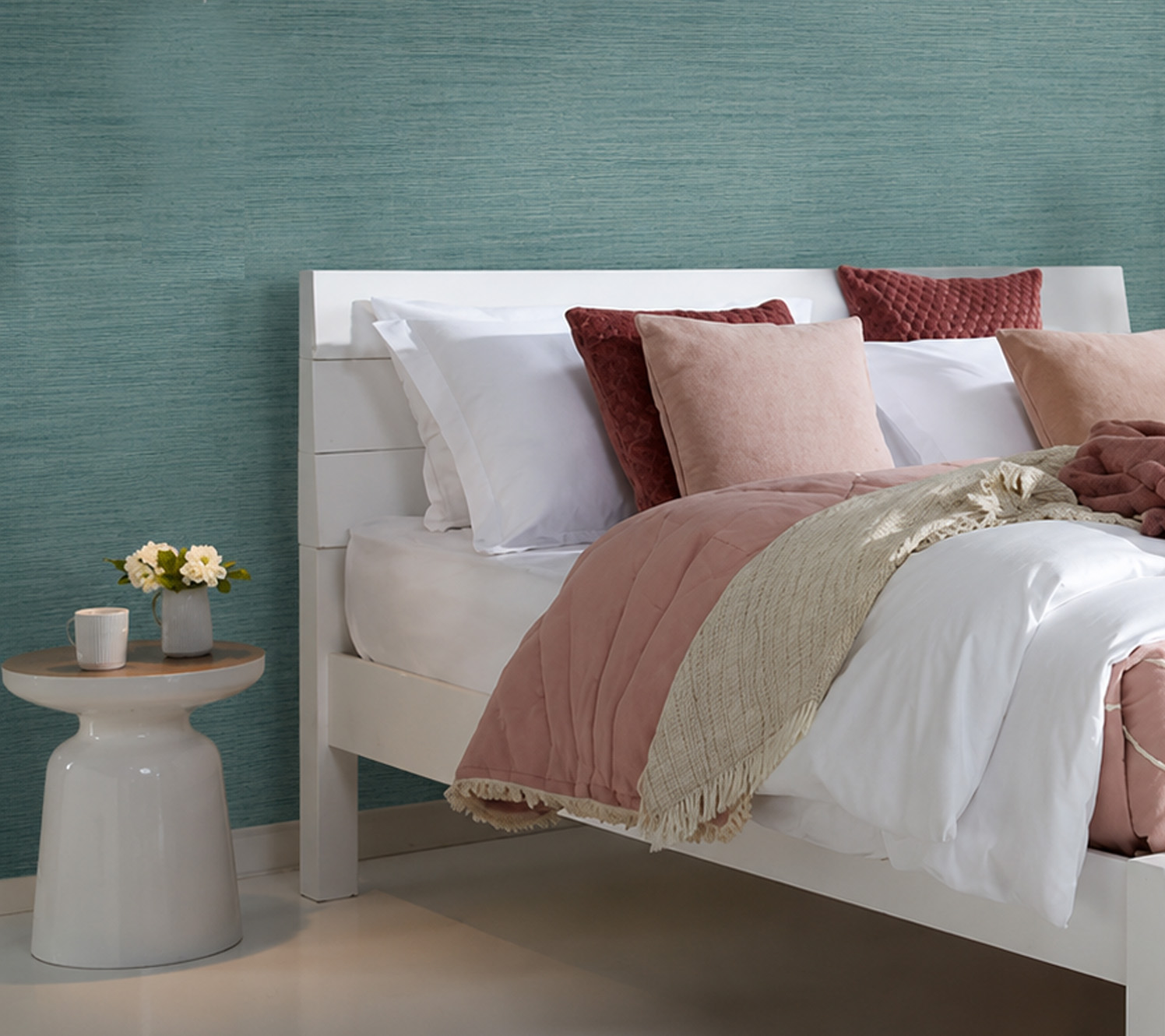 Schlafzimmer-Designs in Petrol: Strukturierte Oberflächen
