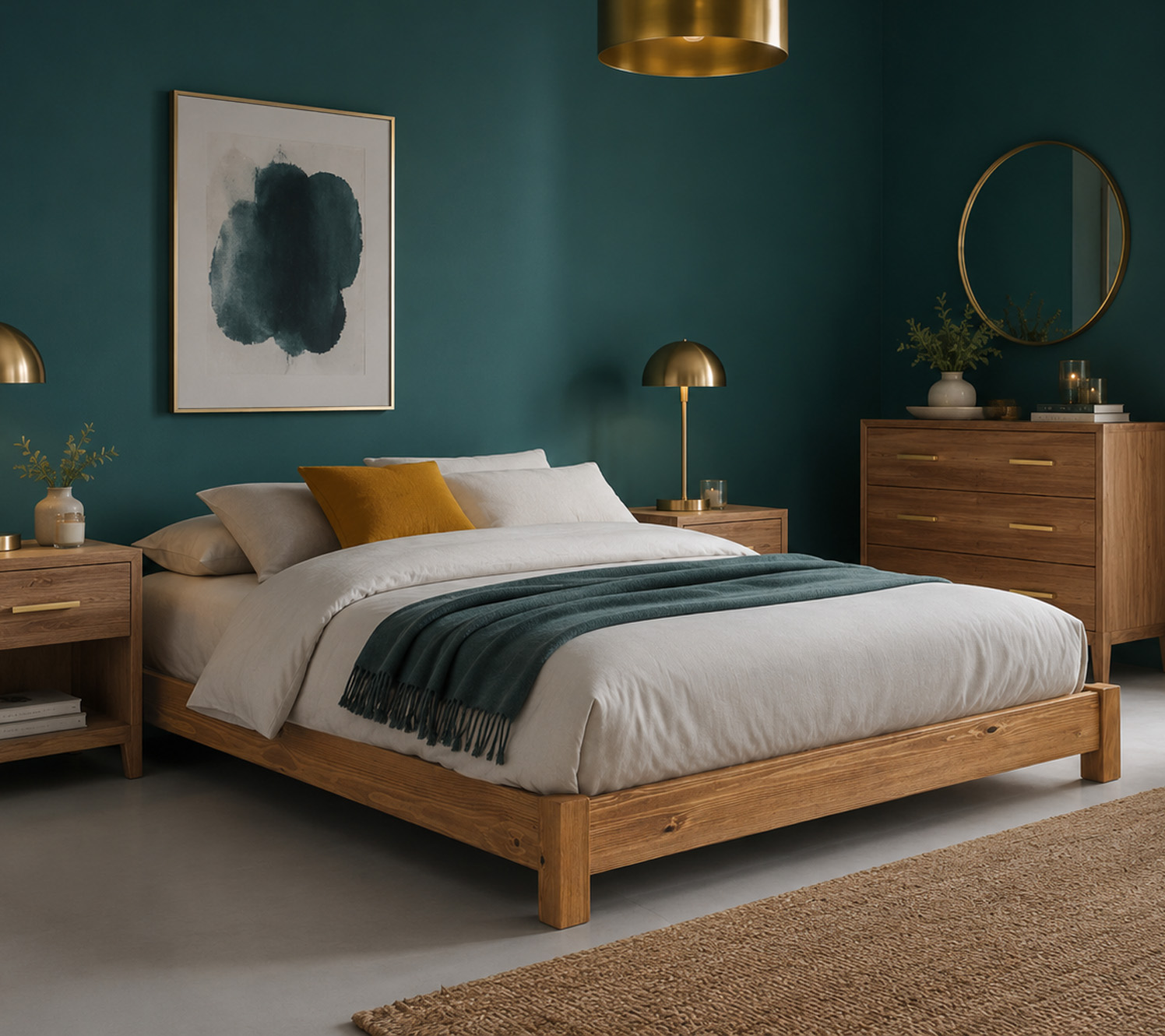 Schlafzimmer-Designs in Petrol: Metallischer Glanz