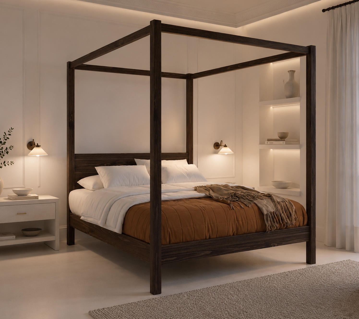 Schlafzimmer weiß Stil geschichtete Beleuchtung