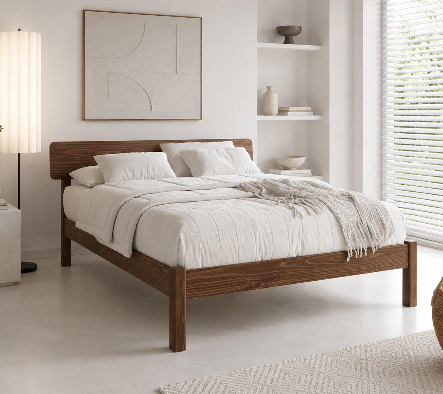 schlafzimmer weiß Deko minimale Accessoires