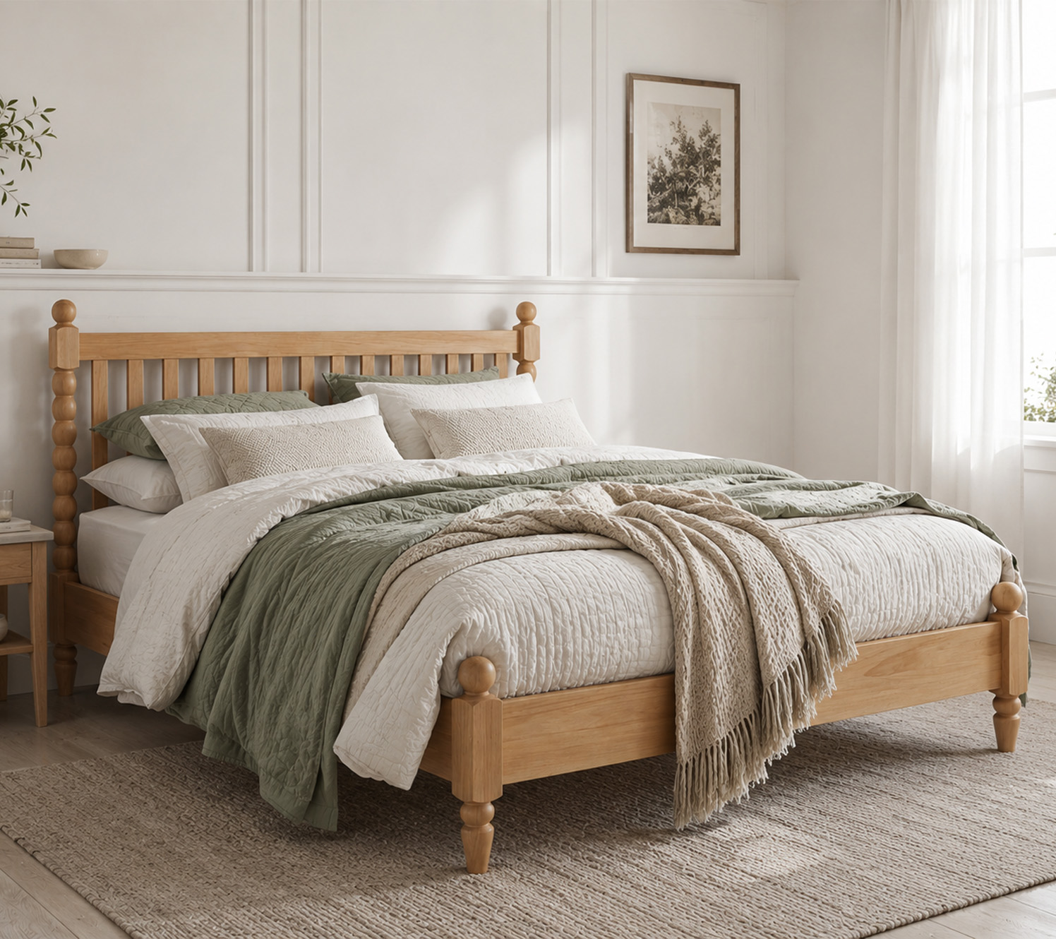 Schlafzimmer weiß Stil geschichtete Bettwäsche